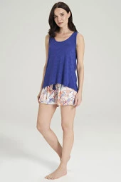 Kadın Çicek Desenli Kalın Askılı Şort Pijama Takımı - 4