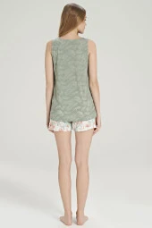 Kadın Çicek Desenli Kalın Askılı Şort Pijama Takımı - 10