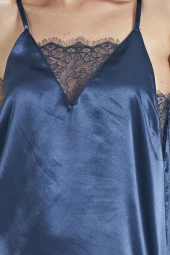 Kadın Jakar Kumaş Şal Desenli İp Askılı Dantel Detaylı 3'lü Pijama Takımı - 10