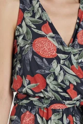 Kadın Yeşil Pamuklu Nar Desenli Tulum - 2