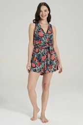 Kadın Yeşil Pamuklu Nar Desenli Tulum - 3