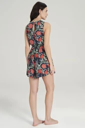 Kadın Yeşil Pamuklu Nar Desenli Tulum - 5