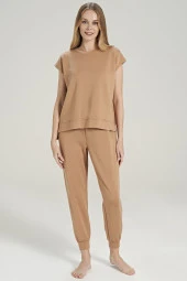 Kadın Pamuklu Bel Detaylı Yarın Kol Pijama Takımı - 10