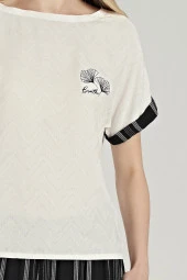 Kadın Siyah Çizgili Pijama Takımı - 2