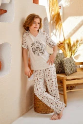 Erkek Çocuk Desenli Pijama Takımı - 1