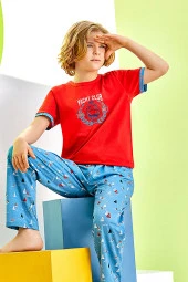 Erkek Çocuk Gemi Desenli Pijama Takımı - 1