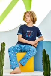 Erkek Çocuk Gemi Desenli Pijama Takımı - 3