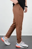Erkek Slim Fit Beli Lastikli Double Paça Jogger Pantolon Kahverengi Edw073 - 2