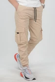 Erkek Slim Fit Cepli Beli ve Paçası Lastikli İnce Spor Pantolon Bej Edw071 - 2