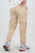 Erkek Slim Fit Cepli Beli ve Paçası Lastikli İnce Spor Pantolon Bej Edw071 - 3
