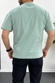 Erkek Oversize %100 Pamuk Nefes Alan Basic T-shirt Yeşil Edw038 - 3