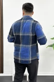 Erkek Kalın Slim Fit Oduncu Gömlek Mavi Edw035 - 3