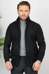 Erkek Slim Fit Yaka Detaylı İçi Astarlı Kaşe Mont Edw029 thumbnail 3