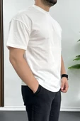 Erkek Oversize %100 Pamuk Nefes Alan Basic T-shirt Ekru Edw038 - 2
