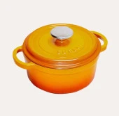 Sürel Degrade Turuncu 20cm Yuvarlak Derin Demir Döküm Tencere - 1