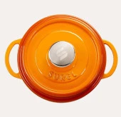 Sürel Degrade Turuncu 20cm Yuvarlak Derin Demir Döküm Tencere - 4