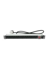 1U 19" 7 Soket UK Tipi Aleminyum On-Off Anahtarlı PDU 1,5mt - 2