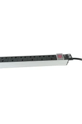 1U 19" 7 Soket UK Tipi Aleminyum On-Off Anahtarlı PDU 1,5mt - 3