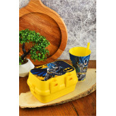 Batman İki Katlı Bölmeli Beslenme Kutusu+Pipetli Bardak 400 ml. - 1