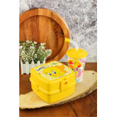 Tweety İki Katlı Beslenme Kutusu+Kapaklı Pipetli Bardak 400 ml. - 1
