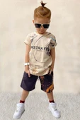 Erkek Çocuk Ekstra Fun Yazı ve Digital Baskılı Tişört Siyah Şortlu Takım thumbnail 1