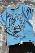 Erkek Çocuk Tiger Baskılı Mavi Tişört Şortlu Takım thumbnail 2