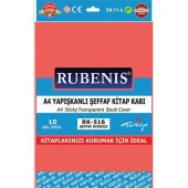 Rubenis Kitap Kabı Yapışkanlı A4 Buzlu Şeffaf Kırmızı 10 Lu - 1