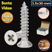Sunta Vidası 3.5x30 Mm Paket 1000 Adet Sivri Uçlu Ahşap Tahta Ağaç Mobilya Ayak Kulp Vidası thumbnail 1