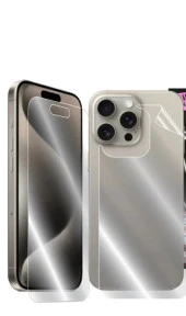 İphone 15 Pro Max Uyumlu Ön+Arka Şeffaf Çizilme darbelere karşı koruyucu Nano Jelatin thumbnail 1