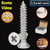 Sunta Vidası 3.5x40 Mm Paket 500 Adet Sivri Uçlu Ahşap Tahta Ağaç Mobilya Ayak Kulp Vidası thumbnail 1