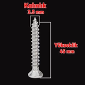 Sunta Vidası 3.5x45 Mm Paket 500 Adet Sivri Uçlu Ahşap Tahta Ağaç Mobilya Ayak Kulp Vidası - 2