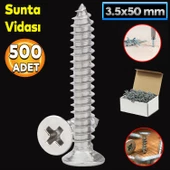Sunta Vidası 3.5x50 Mm Paket 500 Adet Sivri Uçlu Ahşap Tahta Ağaç Mobilya Ayak Kulp Vidası thumbnail 1