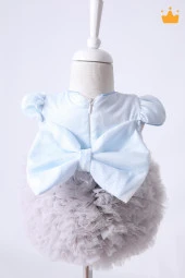 Babyhola 0-6 Ay Tütü Pırıltılı Bayramlık Bebek Elbisesi Mavi Gri - 4
