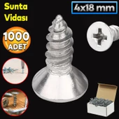 Sunta Vidası 4x18 Mm Paket 1000 Adet Sivri Uçlu Ahşap Tahta Ağaç Mobilya Ayak Kulp Vidası thumbnail 1