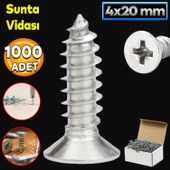 Sunta Vidası 4x20 Mm Paket 1000 Adet Sivri Uçlu Ahşap Tahta Ağaç Mobilya Ayak Kulp Vidası - 1