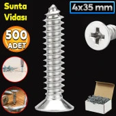 Sunta Vidası 4x35 Mm Paket 500 Adet Sivri Uçlu Ahşap Tahta Ağaç Mobilya Ayak Kulp Vidası thumbnail 1