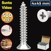 Sunta Vidası 4x45 Mm Paket 500 Adet Sivri Uçlu Ahşap Tahta Ağaç Mobilya Ayak Kulp Vidası thumbnail 1