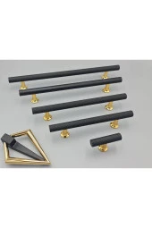 Mobilya Dolap Kulpu Mutfak Çekmece Kulpu Çizgili Dal Siyah Gold 160 Mm 1 Adet thumbnail 2