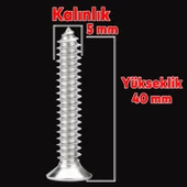 Sunta Vidası 5x40 Mm Paket 200 Adet Sivri Uçlu Ahşap Tahta Ağaç Mobilya Ayak Kulp Vidası thumbnail 2