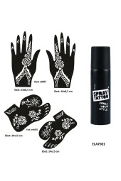 Çiçek Model El Ayak Geçici Dövme Seti Spray Tattoo Dark Siyah Renk - 1