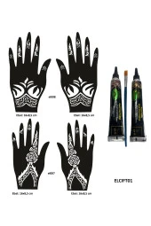 Çiçek Desenleri El üstü Hint Kınasıyla Geçici Dövme Yapma Seti Siyah Renk thumbnail 1