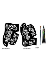 Tribal Dallar 2 Adet Ayak Kalıbı ve Siyah Hint Kınası Geçici Dövme Yapma Seti thumbnail 1