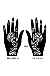 Güllü Desenler El Üstü 2 Adet Kına Kalıbı Kınasız Sadece Desen - 1