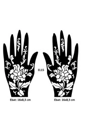 Büyük Çiçekler El Üstü 2 Adet Kına Kalıbı Kınasız Sadece Desen - 1