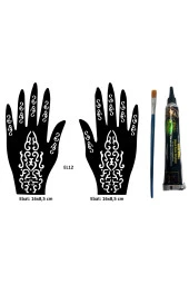 Tribal Dallar El Üstü Dövme Seti 2 Adet Kına Kalıbı Siyah Kına ve Fırça Hediyeli thumbnail 1