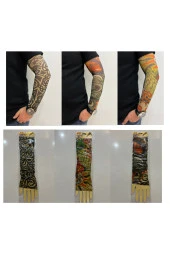 Giyilebilir Dövme 3 Çift 6 Adet Kol Çorap Dövmesi Sleeve tattoo Set1 - 1