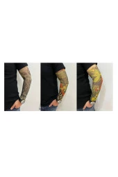 Giyilebilir Dövme 3 Çift 6 Adet Kol Çorap Dövmesi Sleeve tattoo Set11 thumbnail 2