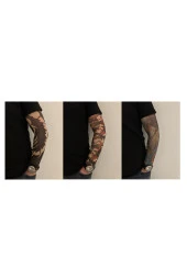 Giyilebilir Dövme 3 Çift 6 Adet Kol Çorap Dövmesi Sleeve tattoo Set18 - 1