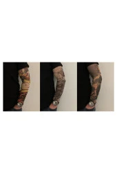 Giyilebilir Dövme 3 Çift 6 Adet Kol Çorap Dövmesi Sleeve tattoo Set24 - 1