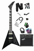 Maxword DG-28BK-25AMP V Kasa Gül Klavye 2x Zebra Humbucker Manyetik 25W Amfili Elektro Gitar thumbnail 1